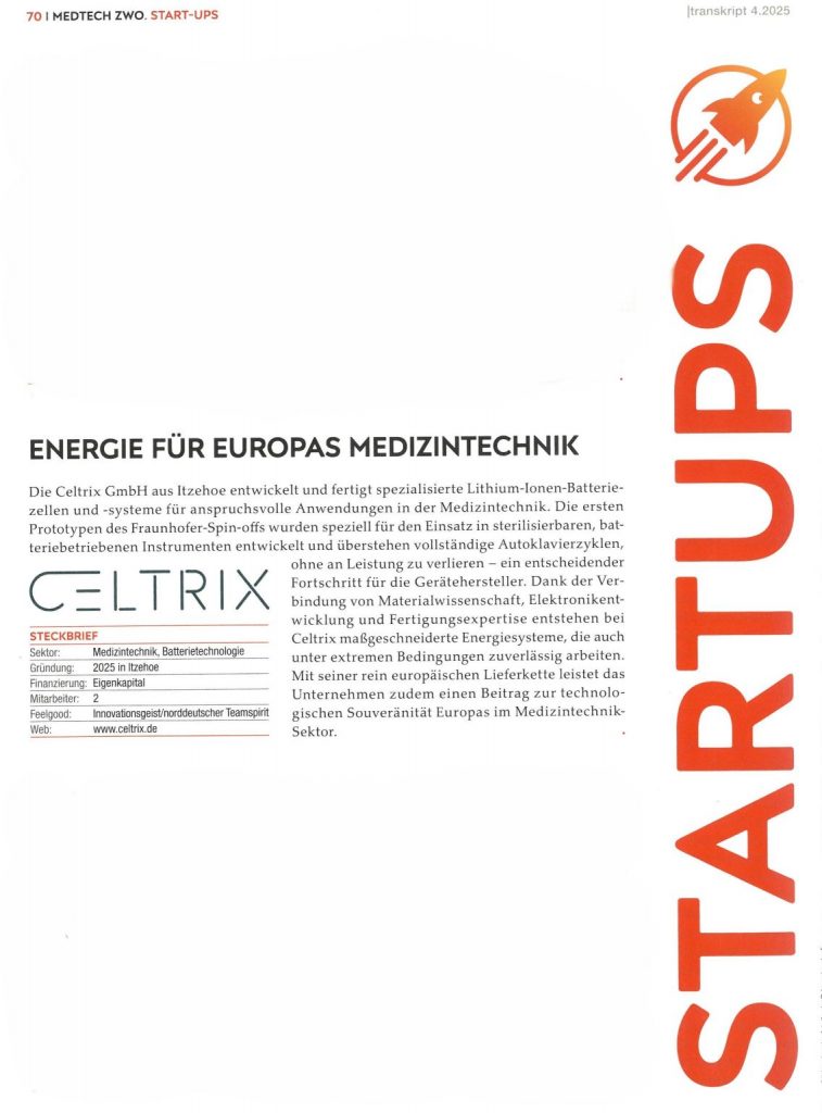#celtrix #medtech #transkript #lifesciences #batteryinnovation #medicaldevices #biotech #innovation #madeineurope #batterytechnology #sovereignty #izet | Celtrix GmbH